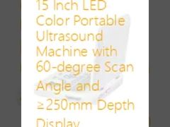 15 인치 LED 컬러 휴대용 초음파 기계 60도 스캔 각도 및 ≥250mm 깊이 디스플레이